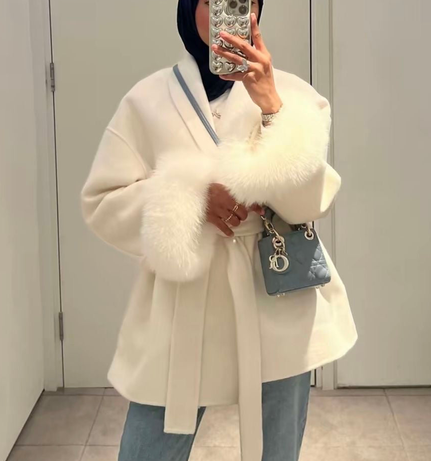 Manteau en laine blanche
