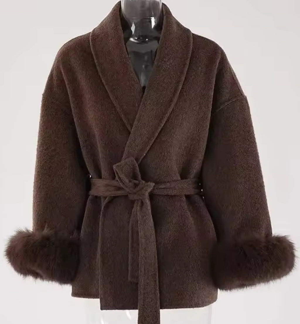 Manteau en laine mocha
